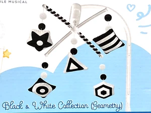 NIB, Tini Tigies, Black and White Collection Geometry Musical Mobile - Picture 1 of 15