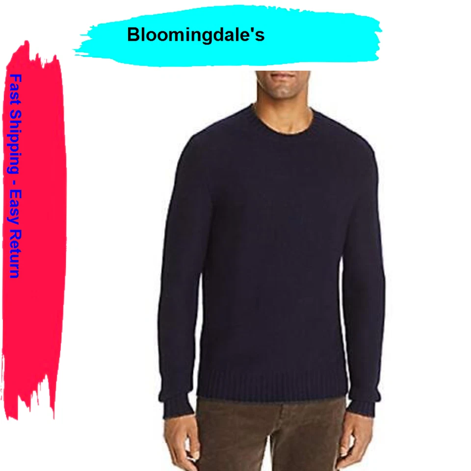 Bloomingdale's Navy Blue Tipped Crewneck Sweater US Large