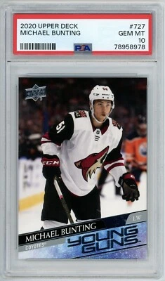 2020-21 Upper Deck Extended Series Michael Bunting Young Guns Rookie #727 PSA 10 - Image 1 of 2