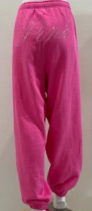 VICTORIA'S SECRET PINK BLING SWEATPANTS CARMINE ROSE BLING LOGO XXL - Picture 1 of 7