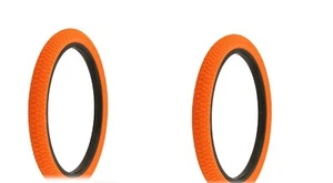 Pair (2pcs) Bicycle Tires 20" X 1.95 ALL ORANGE BMX Bikes New - Picture 1 of 1