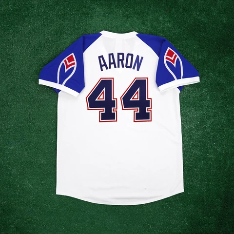 Hank Aaron 1970's Atlanta Braves Cooperstown Home White Throwback Men's Jersey Cover