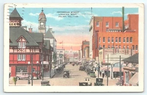 Postal Jefferson Street Looking West Joliet Illinois publicada 1935 - Imagen 1 de 2
