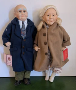 Vtg Goldenvale Grandma & Grandpa Porcelain Do1ls Old Man Woman 17" Set 1-2000 - Picture 1 of 22