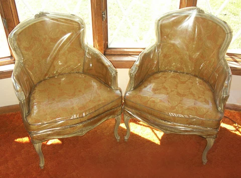 Pair Vintage French Provincial Style Accent Chairs Cover