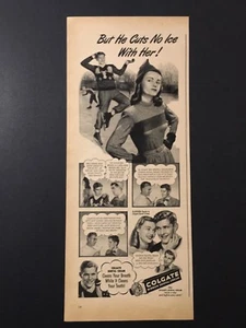 1947 Colgate Zahnpasta Eisläufer Schlittschuh Werbung aber er schneidet kein Eis mit ihr - Bild 1 von 1
