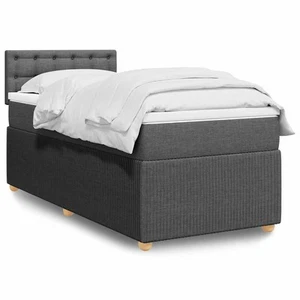 Box Spring Bed with Mattress Dark Grey King Single Soft Durable Support 87958 - Picture 1 of 11