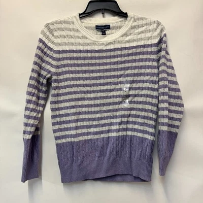 Suéter Pullover Karen Scott Mujer L Suave Lila Brezo Rayas Nuevo con Etiquetas R51 Foto 1 de 4