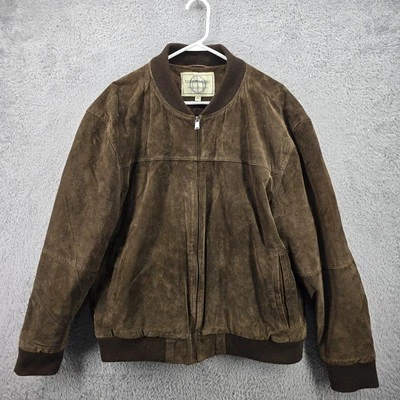 Boston Harbour Leather Jacket Mens XXL Brown Oak Suede Front Zip Lined Bomber - Image 1 of 4