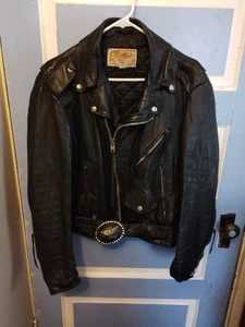 Vintage Excelled Leather motorcycle Jacket made in USA size 40R, includes buckle - Picture 1 of 8