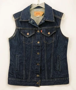 Vintage Levi's 76588-0214 Women's Indigo Denim Jean Trucker Vest ~ Size Medium - Picture 1 of 6