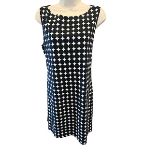 j crew womens new navy blue white circle pattern tank mini dress L lightweight - Picture 1 of 5