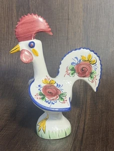Vintage Keramik Hahn Huhn handbemalt Made in Portugal Volkskunst 8" Figur - Bild 1 von 10