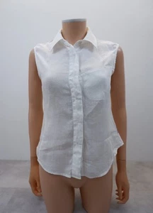 Armani Womens Linen Shirt Size 40 White Sleeveless Top VGC - Picture 1 of 7