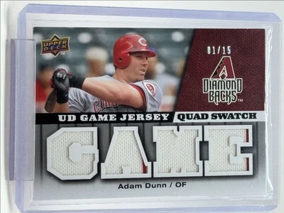 ADAM DUNN 2009 CUBIERTA SUPERIOR SERIE 1 JUEGO USADO CAMISETA PARCHE CUÁDRUPLE 01/15 Q5476 Foto 1 de 2
