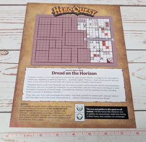 HEROQUEST Game Quest Mission Sheet Gen Con 2025 Promo Dread on the Horizon - Picture 1 of 3