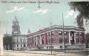 # K2505 COUNCIL BLUFFS, IA.      POSTAL, BIBLIOTECA PÚBLICA Y JUZGADO - Imagen 1 de 2