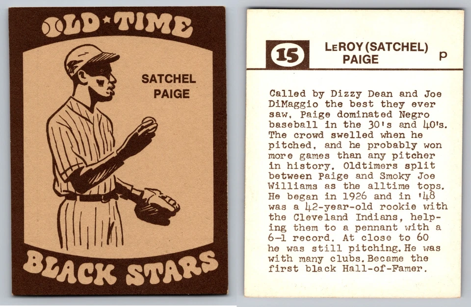 Satchel Paige 1974 Laughlin Old Time Black Stars #15 Negro League Monarchs HOF - Image 1 of 1