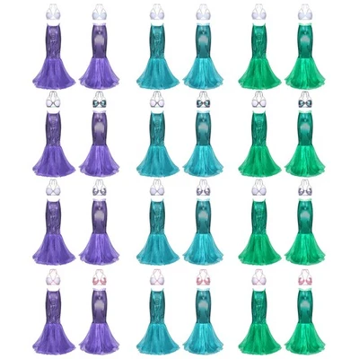 Women Mermaid Shiny Costume Sexy Skirt Rave Bra Fish Scale Print Outfit Adult - Image 1 of 3