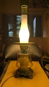Vintage Hurricane Lamp Accurate Casting Co Inc Floral  23" Two Way Lamp. Works!  - Picture 1 of 8