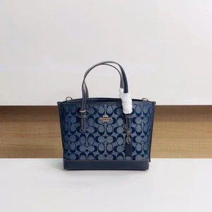 COACH Mollie Tote 25 2way Shoulder Bag Signature Chambray Denim CH228 Outlet New - Picture 1 of 10