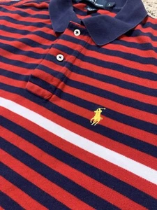 Vintage Polo Ralph Lauren Shirt Mens Large Red Blue White Colorblock Striped USA - Picture 1 of 6
