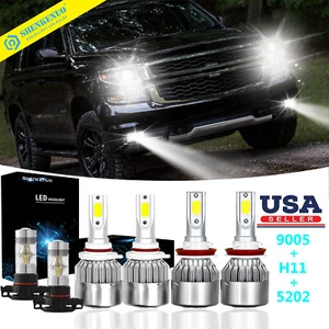 6pc For 2007-2014 Tahoe Suburban Xenon White LED 9005+H11 Hi-Low+Fog Lights Bulb - Picture 1 of 12