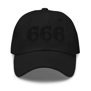Black 666 Dad Hat Occult Gothic Embroidered Baseball Cap Number of the Beast  - Picture 1 of 11