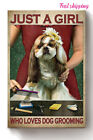 Affiche boutique de toilettage Just A Girl Loves Dog Grooming Dog maman art mural vertical