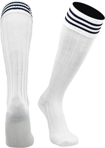 Pearsox Youth Unisex Euro 3 Stripe White Navy Blue 4 Pack Soccer Socks NWT - Picture 1 of 3