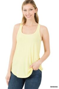 Amarillo Mujeres sin mangas ZANZEA Cami Tee tapa de la camiseta llana más el tamaño de la blusa de Peplum 