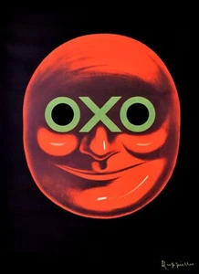 Red OXO face, black background Decorative Poster. Home Graphic Art Design. 4124 - Picture 1 of 1