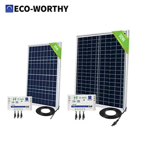 20W 30W Solar Panel Kit 10A Controller 12V Off Grid Battery Charger Car RV Boat - Picture 1 of 14