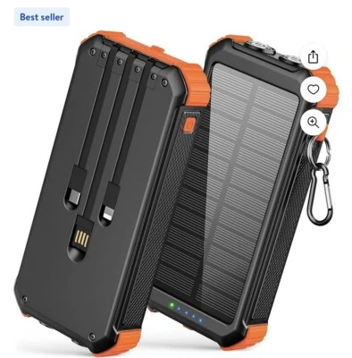 Banco de energía cargador solar 45800 mAH con 3 cables cargador rápido de 15,5 W para celda Foto 1 de 4