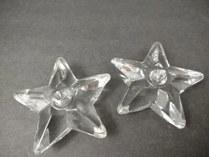 Cambridge Glass Star Mini Candle Holder Clear Christmas vintage set of 2 - Picture 1 of 6