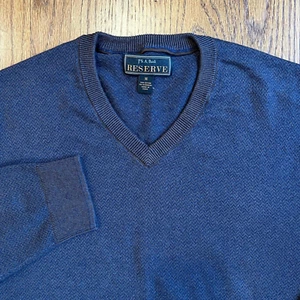 JOS A. Suéter Pullover BANK Reserve Para Hombre Cuello en V Azul, Gris Algodón Cachemira M - Imagen 1 de 7