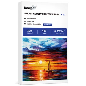 Papel de impresora brillante koala 8,5x14 30 libras 100 hojas 115 g tamaño legal foto de inyección de tinta - Imagen 1 de 14