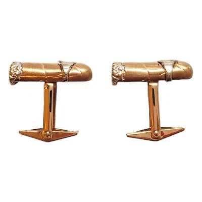 Gemelos de cigarro de oro amarillo y blanco de 14K #18009 Foto 1 de 4