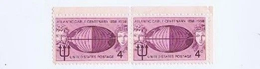 Atlantic Cable Centenary 1858 1958, 4 cent stamp block of two - Image 1 of 1