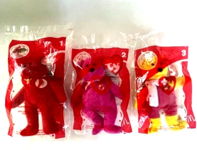 TY McDonald's 2004 Teenie Beanie Happy Meal 25th Bear  Burger Birdie Lot of 3 - Image 1 of 4