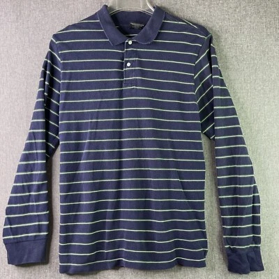 Steve & Barry's Polo Para Hombres L Rugby Manga Larga Rayas Algodón Peinado MS2 Foto 1 de 4