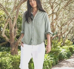Frank & Eileen $268 Eileen Famous Denim Shirt in Faded Gray Green; S - Picture 1 of 5