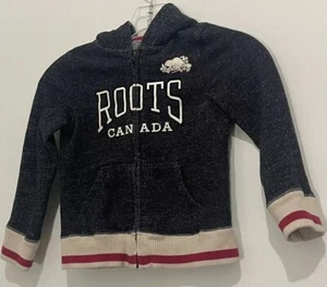 Roots Canada Kids Zip Up Hoodie Sweatshirt Size 5T Salt & Pepper Sherpa Hood - Picture 1 of 11