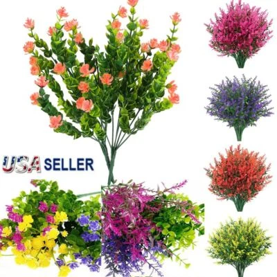 Paquetes de 6/8/16 flores artificiales al aire libre resistentes a los rayos UV sin decoloración de boj imitación Foto 1 de 4