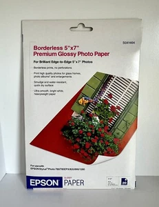 Epson Borderless 5 X 7 Inch Premium Glossy White Photo Paper 20 Sheets #S041464 - Picture 1 of 6