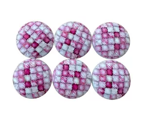 Cabinet and Drawer Knobs, Set of 6 Pink Moroccan Wood Cabinet Knobs - Picture 1 of 9