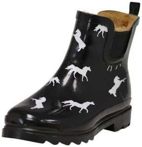 New Norty Women Fur Lined Low Ankle High Rain Boots Rubber Snow Rainboot Bootie - Picture 1 of 8