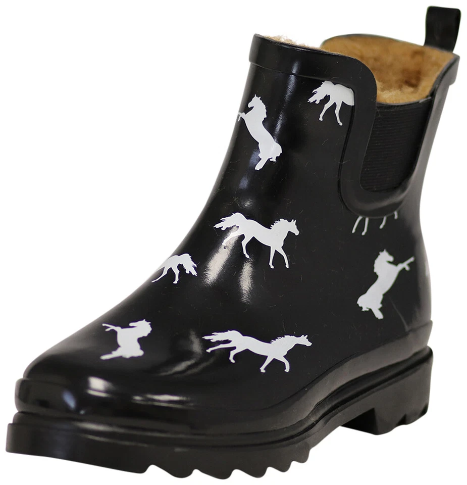 Nuevo Norty Mujeres Botas de Lluvia Forradas de Piel Tobillo Bajo Alto Goma Nieve Botín Foto 1 de 1