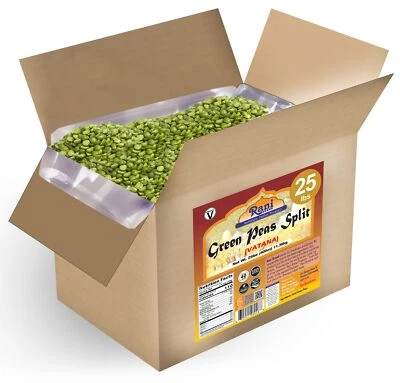 Rani Green Peas Split, Seced (Vatana, Matar) 400 oz (25 lb) 11,36 kg caja a granel Foto 1 de 4