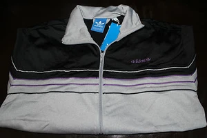 ADIDAS ORIGINALS PIPING THROWBACK TRACK TOP BLACK/ALUMINIUM HEATHER/ROYAL#MD $70 - Picture 1 of 4